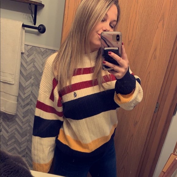 L Knitted Nautica Sweater Large striped - Picture 1 of 8